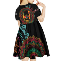 Happy Kwanzaa African Kid Short Sleeve Dress Mandala Mix Nguzo Saba - Wonder Print Shop