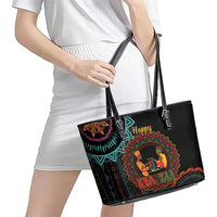 Happy Kwanzaa African Leather Tote Bag Mandala Mix Nguzo Saba - Wonder Print Shop