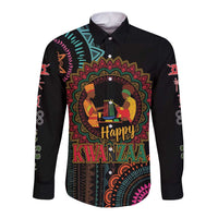 Happy Kwanzaa African Long Sleeve Button Shirt Mandala Mix Nguzo Saba - Wonder Print Shop