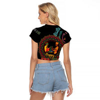 Happy Kwanzaa African Raglan Cropped T Shirt Mandala Mix Nguzo Saba - Wonder Print Shop