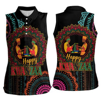 Happy Kwanzaa African Women Sleeveless Polo Shirt Mandala Mix Nguzo Saba - Wonder Print Shop