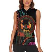 Happy Kwanzaa African Women Sleeveless Polo Shirt Mandala Mix Nguzo Saba - Wonder Print Shop