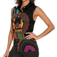 Happy Kwanzaa African Women Sleeveless Polo Shirt Mandala Mix Nguzo Saba - Wonder Print Shop