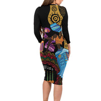Happy Kwanzaa African Family Matching Long Sleeve Bodycon Dress and Hawaiian Shirt Tribal Dance LT7 - Wonder Print Shop