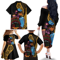 Happy Kwanzaa African Family Matching Off The Shoulder Long Sleeve Dress and Hawaiian Shirt Tribal Dance - Wonder Print Shop