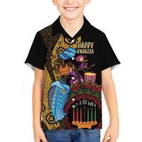 Happy Kwanzaa African Family Matching Off The Shoulder Long Sleeve Dress and Hawaiian Shirt Tribal Dance - Wonder Print Shop