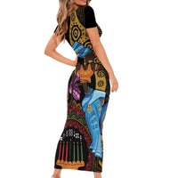Happy Kwanzaa African Family Matching Short Sleeve Bodycon Dress and Hawaiian Shirt Tribal Dance - Wonder Print Shop