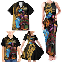 Happy Kwanzaa African Family Matching Tank Maxi Dress and Hawaiian Shirt Tribal Dance - Wonder Print Shop