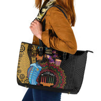 Happy Kwanzaa African Leather Tote Bag Tribal Dance - Wonder Print Shop