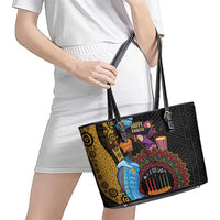 Happy Kwanzaa African Leather Tote Bag Tribal Dance - Wonder Print Shop