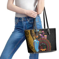 Happy Kwanzaa African Leather Tote Bag Tribal Dance - Wonder Print Shop