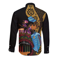 Happy Kwanzaa African Long Sleeve Button Shirt Tribal Dance - Wonder Print Shop