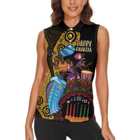 Happy Kwanzaa African Women Sleeveless Polo Shirt Tribal Dance - Wonder Print Shop
