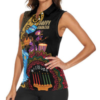Happy Kwanzaa African Women Sleeveless Polo Shirt Tribal Dance - Wonder Print Shop