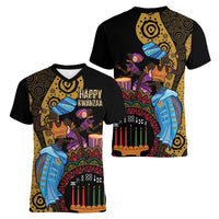 Happy Kwanzaa African Women V-Neck T-Shirt Tribal Dance - Wonder Print Shop