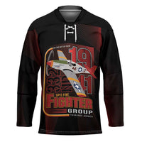 Tuskegee Airmen 332nd Spit Fire Hockey Jersey On The Blue Sky - Wonder Print Shop