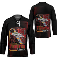 Tuskegee Airmen 332nd Spit Fire Hockey Jersey On The Blue Sky - Wonder Print Shop
