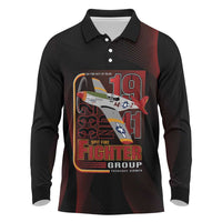 Tuskegee Airmen 332nd Spit Fire Long Sleeve Polo Shirt On The Blue Sky - Wonder Print Shop