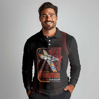 Tuskegee Airmen 332nd Spit Fire Long Sleeve Polo Shirt On The Blue Sky - Wonder Print Shop