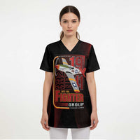 Tuskegee Airmen 332nd Spit Fire Scrub Top On The Blue Sky - Wonder Print Shop