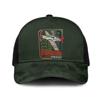Tuskegee Airmen 332nd Spit Fire Baseball Net Cap Camo Moss Green - Wonder Print Shop