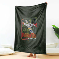 Tuskegee Airmen 332nd Spit Fire Blanket Camo Moss Green - Wonder Print Shop