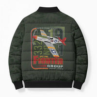 Tuskegee Airmen 332nd Spit Fire Bomber Puffer Jacket Camo Moss Green - Wonder Print Shop