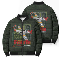 Tuskegee Airmen 332nd Spit Fire Bomber Puffer Jacket Camo Moss Green - Wonder Print Shop