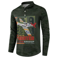 Tuskegee Airmen 332nd Spit Fire Button Sweatshirt Camo Moss Green - Wonder Print Shop