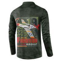 Tuskegee Airmen 332nd Spit Fire Button Sweatshirt Camo Moss Green - Wonder Print Shop