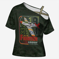 Tuskegee Airmen 332nd Spit Fire Cross Shoulder Shirt Camo Moss Green - Wonder Print Shop