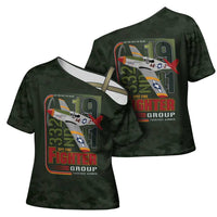 Tuskegee Airmen 332nd Spit Fire Cross Shoulder Shirt Camo Moss Green - Wonder Print Shop