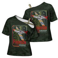 Tuskegee Airmen 332nd Spit Fire Cross Shoulder Shirt Camo Moss Green - Wonder Print Shop
