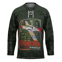Tuskegee Airmen 332nd Spit Fire Hockey Jersey Camo Moss Green - Wonder Print Shop