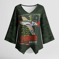 Tuskegee Airmen 332nd Spit Fire Kimono Sleeve Blouse Camo Moss Green - Wonder Print Shop