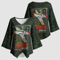 Tuskegee Airmen 332nd Spit Fire Kimono Sleeve Blouse Camo Moss Green - Wonder Print Shop