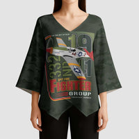 Tuskegee Airmen 332nd Spit Fire Kimono Sleeve Blouse Camo Moss Green - Wonder Print Shop