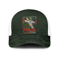Tuskegee Airmen 332nd Spit Fire Mesh Trucker Cap Camo Moss Green - Wonder Print Shop