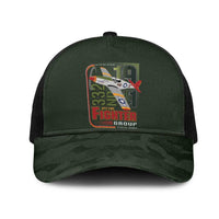 Tuskegee Airmen 332nd Spit Fire Mesh Trucker Cap Camo Moss Green - Wonder Print Shop