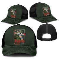 Tuskegee Airmen 332nd Spit Fire Mesh Trucker Cap Camo Moss Green - Wonder Print Shop