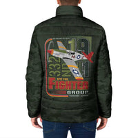 Tuskegee Airmen 332nd Spit Fire Padded Jacket Camo Moss Green - Wonder Print Shop