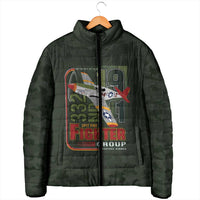 Tuskegee Airmen 332nd Spit Fire Padded Jacket Camo Moss Green - Wonder Print Shop