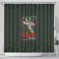 Tuskegee Airmen 332nd Spit Fire Shower Curtain Camo Moss Green - Wonder Print Shop