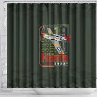 Tuskegee Airmen 332nd Spit Fire Shower Curtain Camo Moss Green - Wonder Print Shop