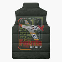 Tuskegee Airmen 332nd Spit Fire Sleeveless Puffer Jacket Camo Moss Green - Wonder Print Shop