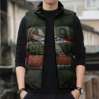 Tuskegee Airmen 332nd Spit Fire Sleeveless Puffer Jacket Camo Moss Green - Wonder Print Shop
