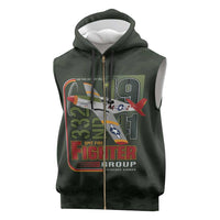 Tuskegee Airmen 332nd Spit Fire Sleeveless Zip Hoodie Camo Moss Green - Wonder Print Shop