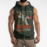 Tuskegee Airmen 332nd Spit Fire Sleeveless Zip Hoodie Camo Moss Green - Wonder Print Shop