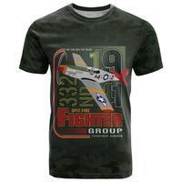 Tuskegee Airmen 332nd Spit Fire T Shirt Camo Moss Green - Wonder Print Shop