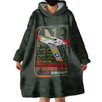Tuskegee Airmen 332nd Spit Fire Wearable Blanket Hoodie Camo Moss Green - Wonder Print Shop